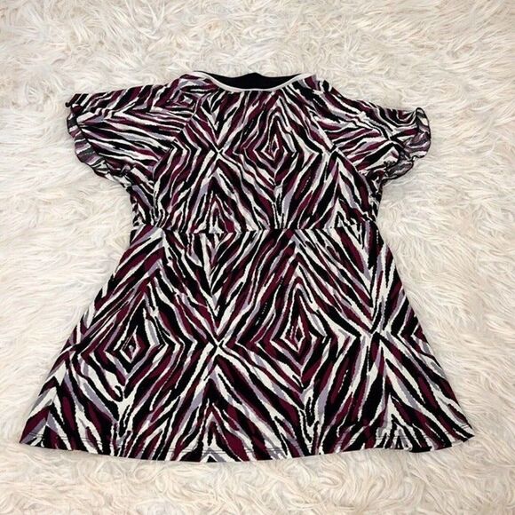 Ab studio Womens Vintage Y2K Jersey Knit Purple Zebra Print Stretch Blouse Med - Picture 2 of 10
